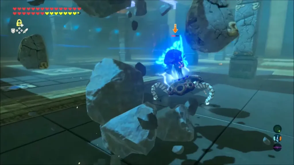 Guardian Scout surrounded by falling rock debris Guardian Scout surrounded by falling rock debris