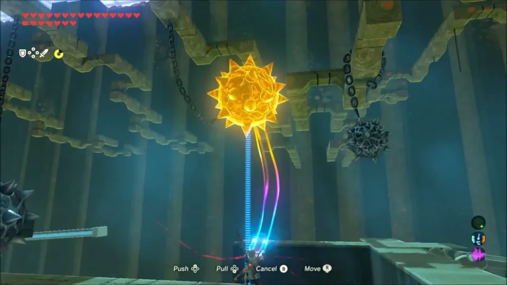 Link pulling a gold spiked ball aside with Magnesis Link pulling a gold spiked ball aside with Magnesis