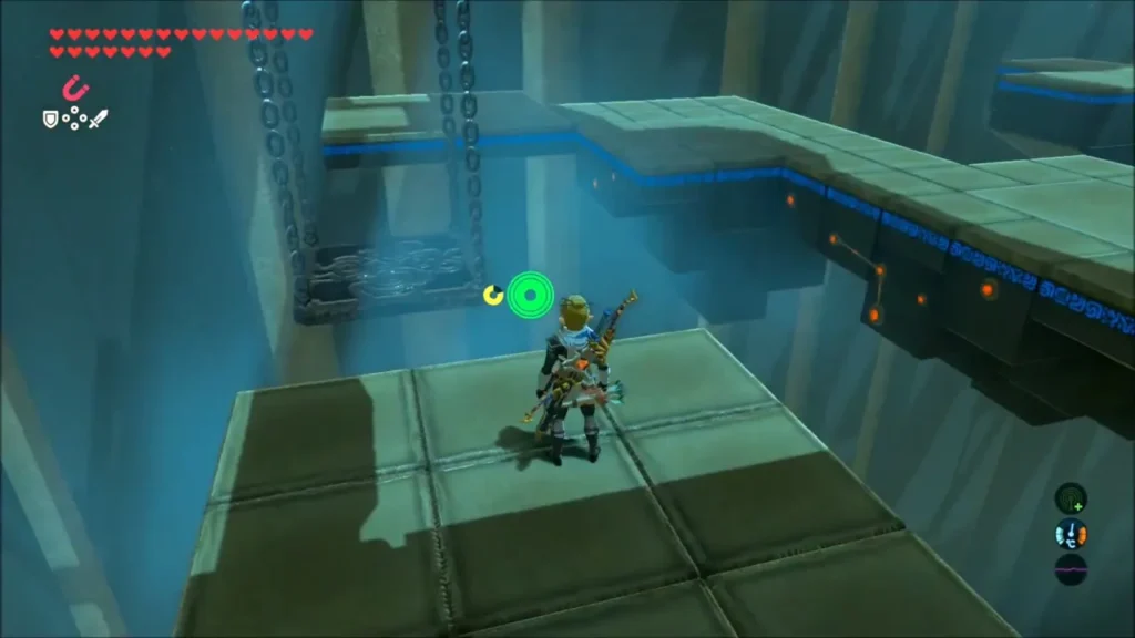Link on a ledge beside the hanging swings over the gap Link on a ledge beside the hanging swings over the gap