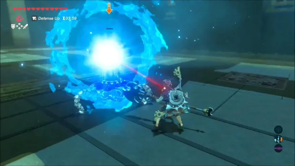 The Scout firing a glowing charged shot at Link