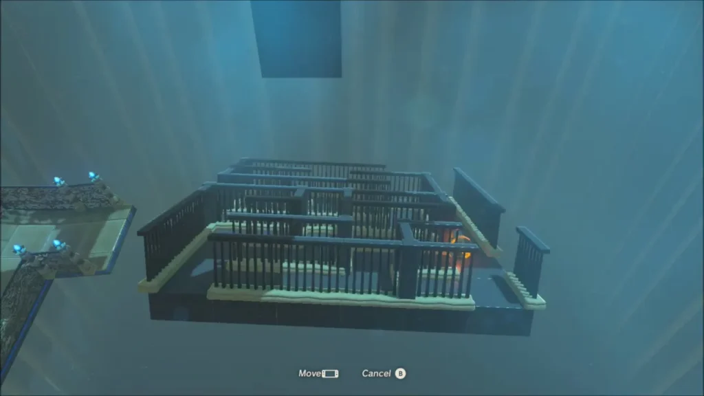 The maze board held on its side, the ball resting against the wall The maze board held on its side, the ball resting against the wall