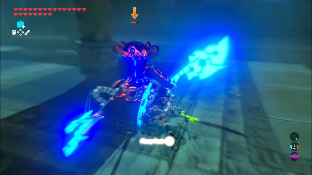 Link landing a flurry rush on the Guardian Scout III Link landing a flurry rush on the Guardian Scout III