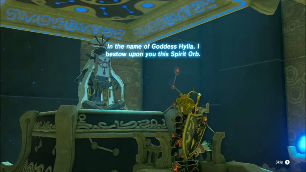 Monk Noya Neha bestowing the Spirit Orb on Link Monk Noya Neha bestowing the Spirit Orb on Link