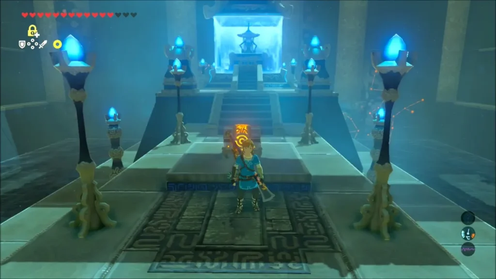 Link opening the chest in the shrine chamber Link opening the chest in the shrine chamber