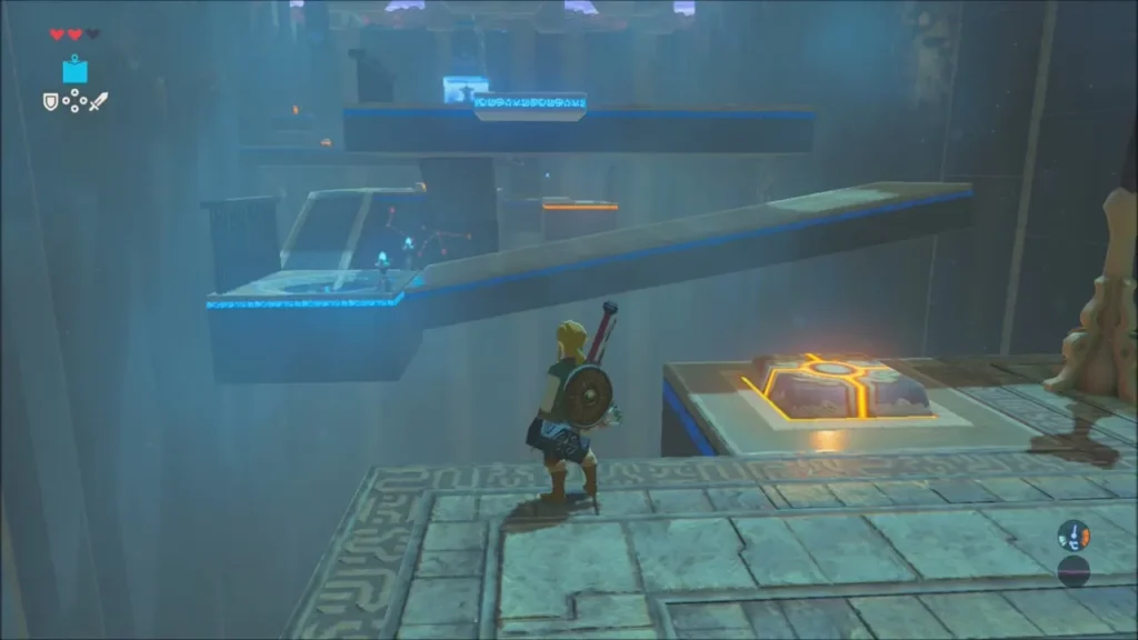 Two slabs and a glowing switch seen from the shrine floor Two slabs and a glowing switch seen from the shrine floor