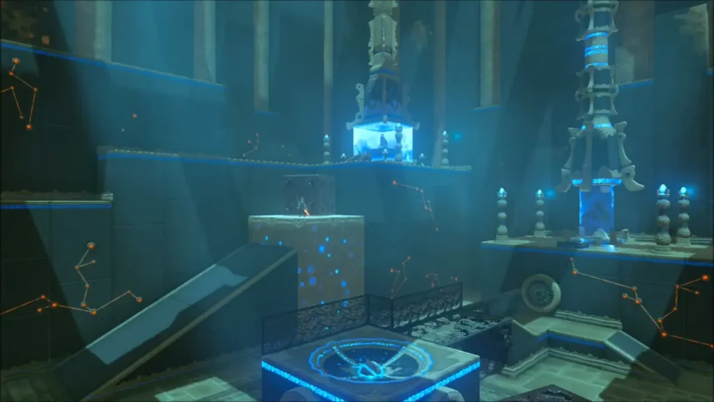 The shrine interior with the platform and receptacle in view The shrine interior with the platform and receptacle in view