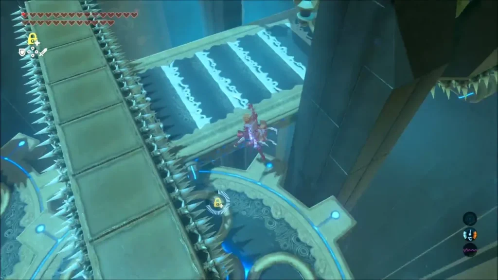 Link crossing a passage between spiked gears and walls Link crossing a passage between spiked gears and walls