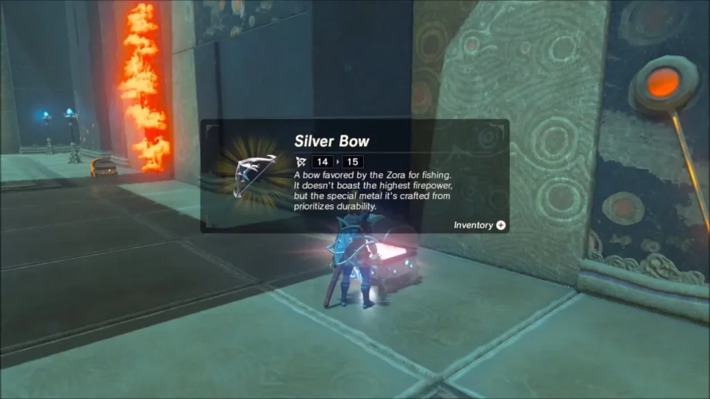Link opening the chest and receiving the Silver Bow