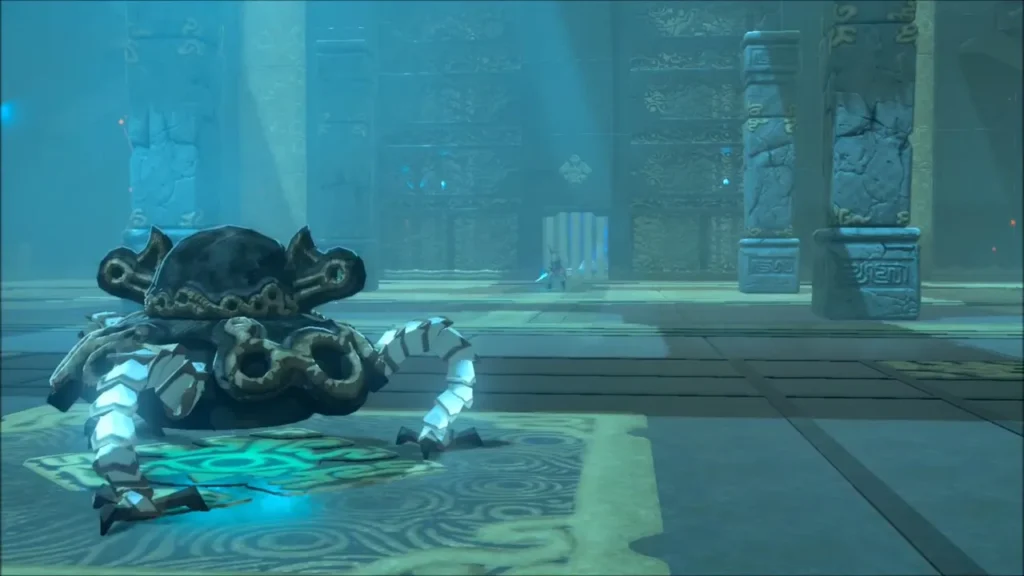 Guardian Scout crouched on the arena floor inside Sasa Kai Shrine Guardian Scout crouched on the arena floor inside Sasa Kai Shrine