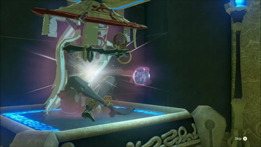 The monk glowing as he bestows the emblem spirit orb The monk glowing as he bestows the emblem spirit orb