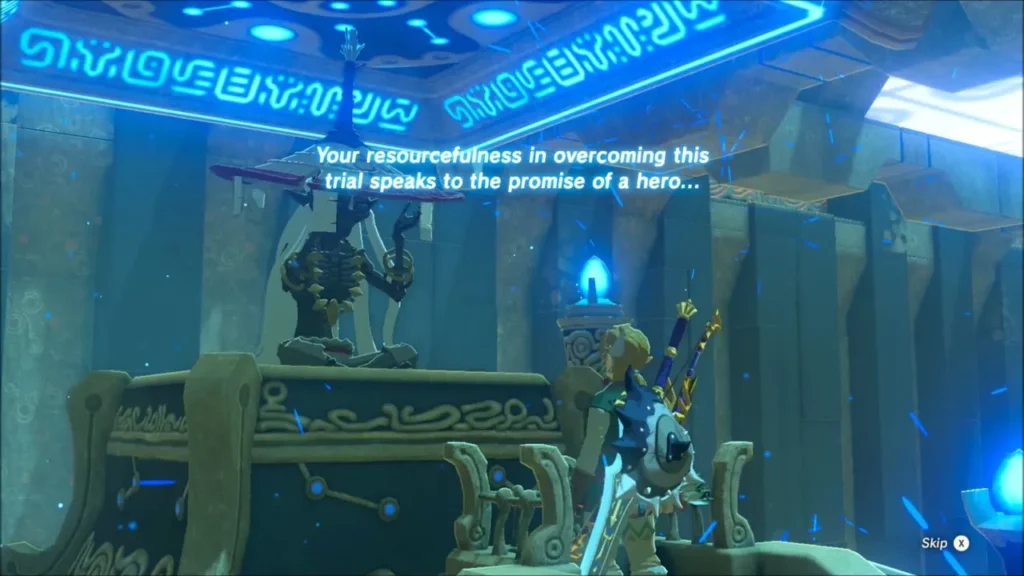Link before the monk Sha Warvo as he speaks Link before the monk Sha Warvo as he speaks