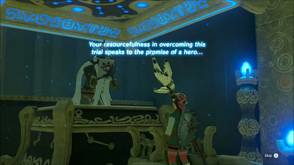 Monk Shada Naw greeting Link at the end of the shrine trial Monk Shada Naw greeting Link at the end of the shrine trial