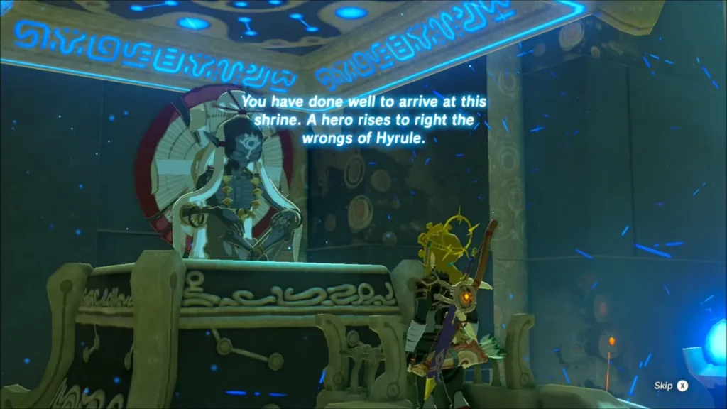 Link standing beside the seated monk who grants the Spirit Orb Link standing beside the seated monk who grants the Spirit Orb