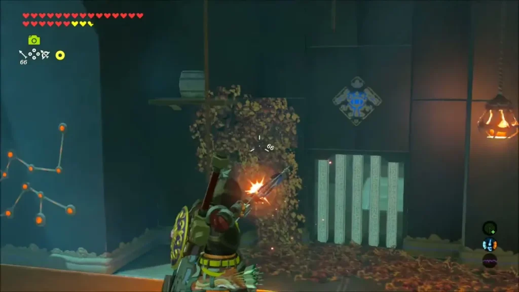 A flaming arrow igniting the leaves under the ledge holding the barrel A flaming arrow igniting the leaves under the ledge holding the barrel