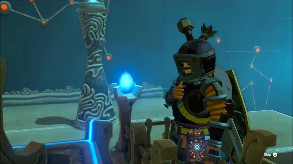 Link beside the monk who grants Rudania's Emblem Link beside the monk who grants Rudania's Emblem
