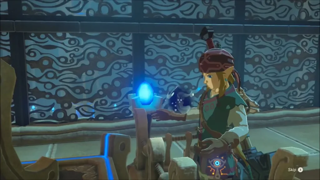 Link taking the Spirit Orb from the monk