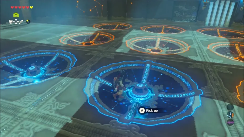 Link about to pick up a lit sphere from a bowl Link about to pick up a lit sphere from a bowl