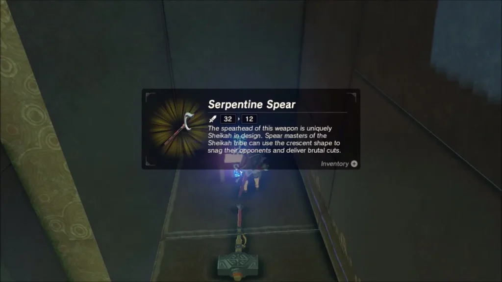 Item box naming the Serpentine Spear found in the chest Item box naming the Serpentine Spear found in the chest