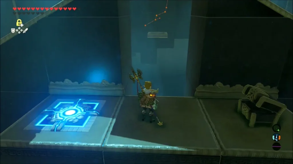 Link at the switch that starts the moving platform Link at the switch that starts the moving platform