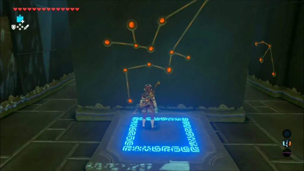 Link standing on the glowing platform that moves up and down Link standing on the glowing platform that moves up and down