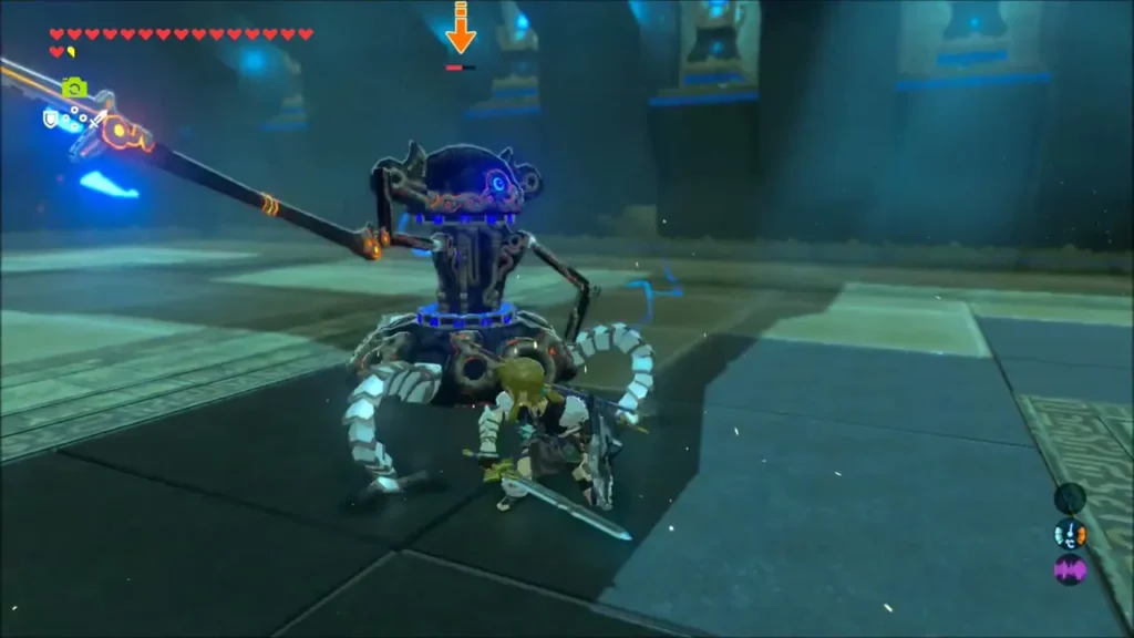 The Guardian Scout III raising its spear over Link The Guardian Scout III raising its spear over Link
