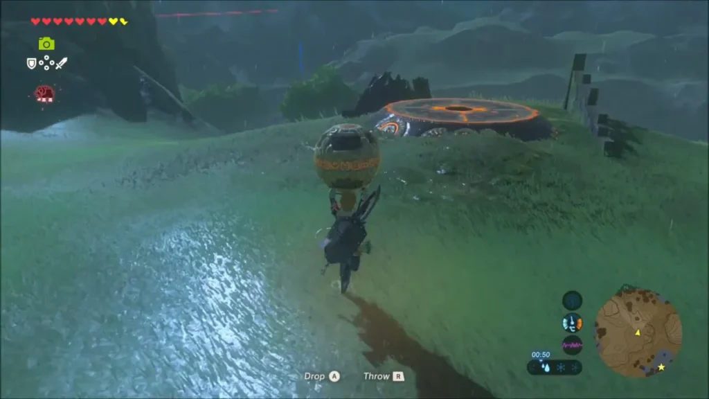 Link carrying an orb toward a glowing pedestal above Taran Pass Link carrying an orb toward a glowing pedestal above Taran Pass