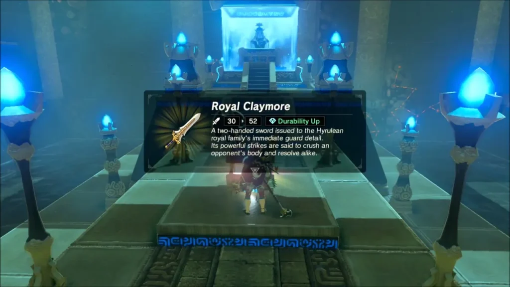 Link receiving the Royal Claymore in the shrine