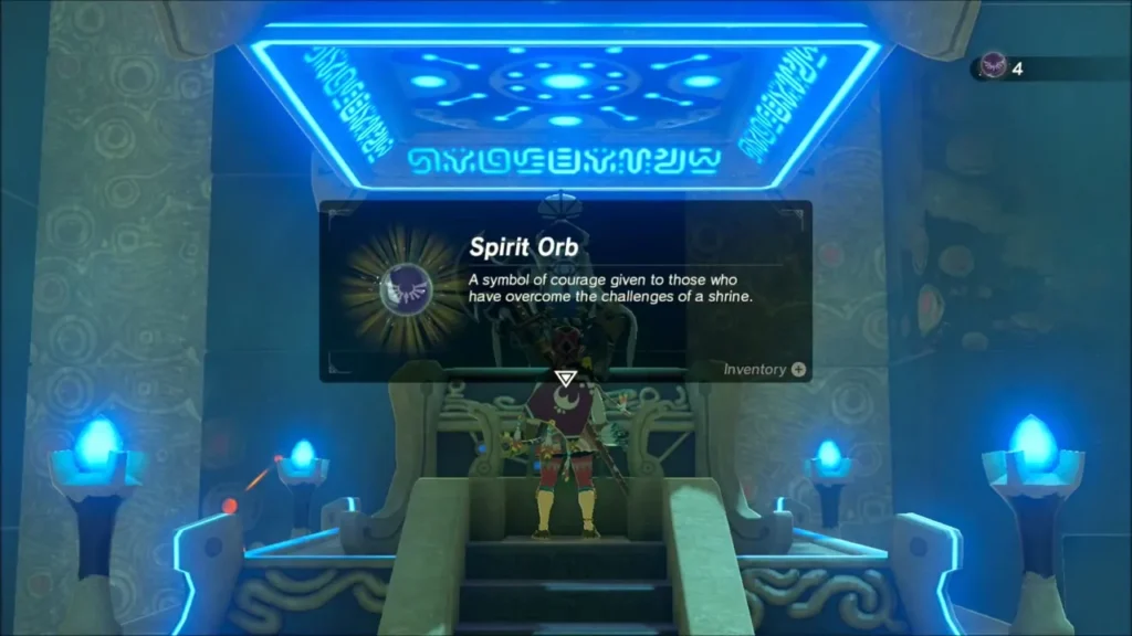 Link receiving a Spirit Orb from the monk