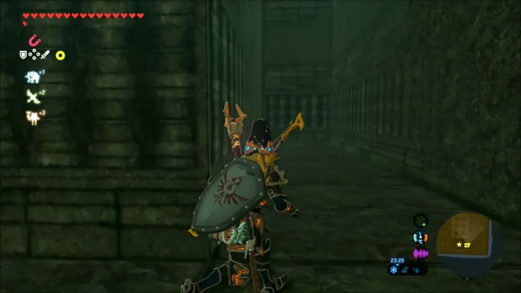 Link turning a corner inside the labyrinth walls Link turning a corner inside the labyrinth walls