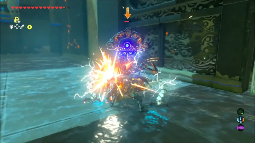 Electric sparks bursting on the Guardian Scout after a strong hit Electric sparks bursting on the Guardian Scout after a strong hit