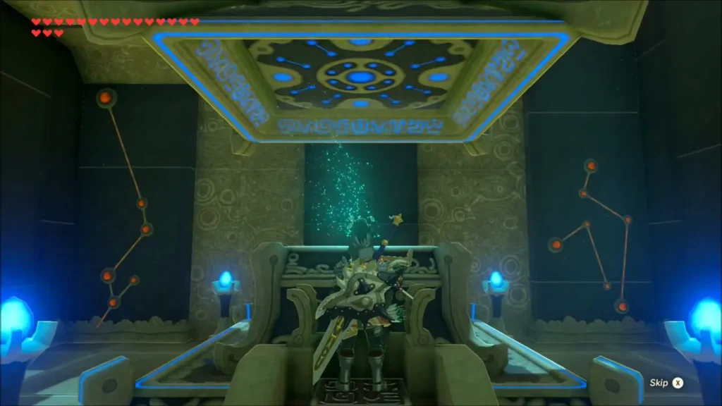 Link standing at the altar as the Spirit Orb glows above Link standing at the altar as the Spirit Orb glows above