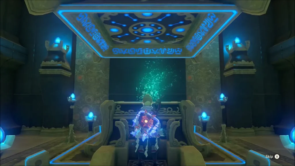 Link at the altar with green sparkles rising after earning the Spirit Orb Link at the altar with green sparkles rising after earning the Spirit Orb