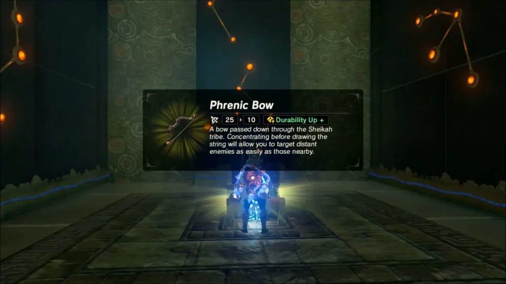 Link opening the chest and receiving the Phrenic Bow Link opening the chest and receiving the Phrenic Bow