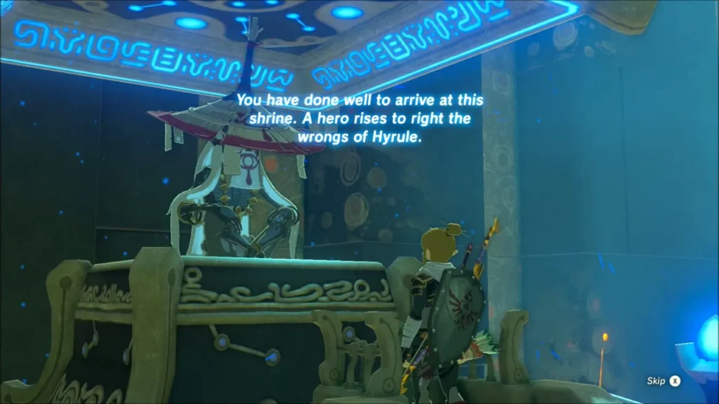 The monk Zuna Kai greeting Link in the shrine The monk Zuna Kai greeting Link in the shrine