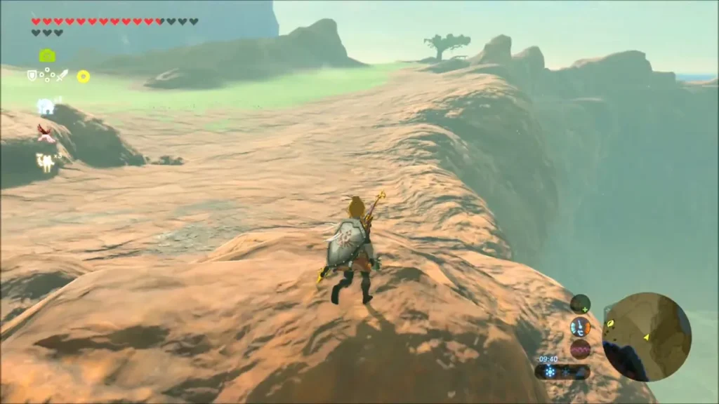 Link standing on a high ridge top after the climb Link standing on a high ridge top after the climb