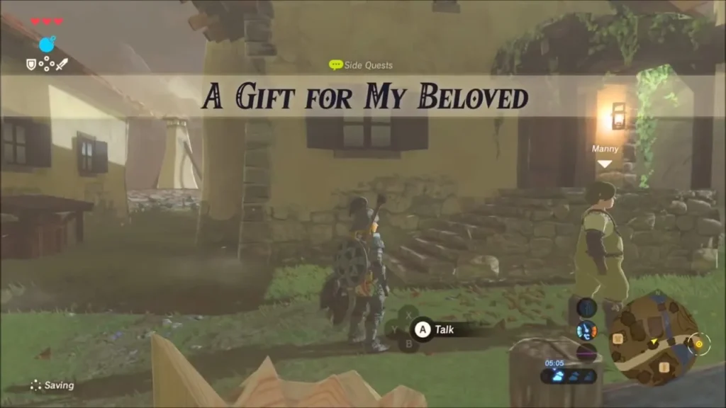 A Gift for My Beloved quest banner with Manny beside Link