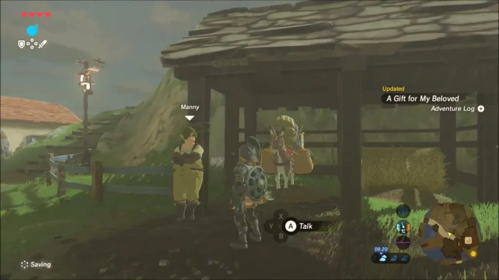 Link beside Manny as the quest is updated