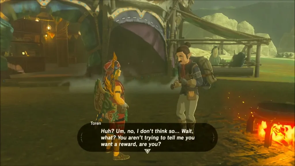 Toren asking whether Link really expects a reward