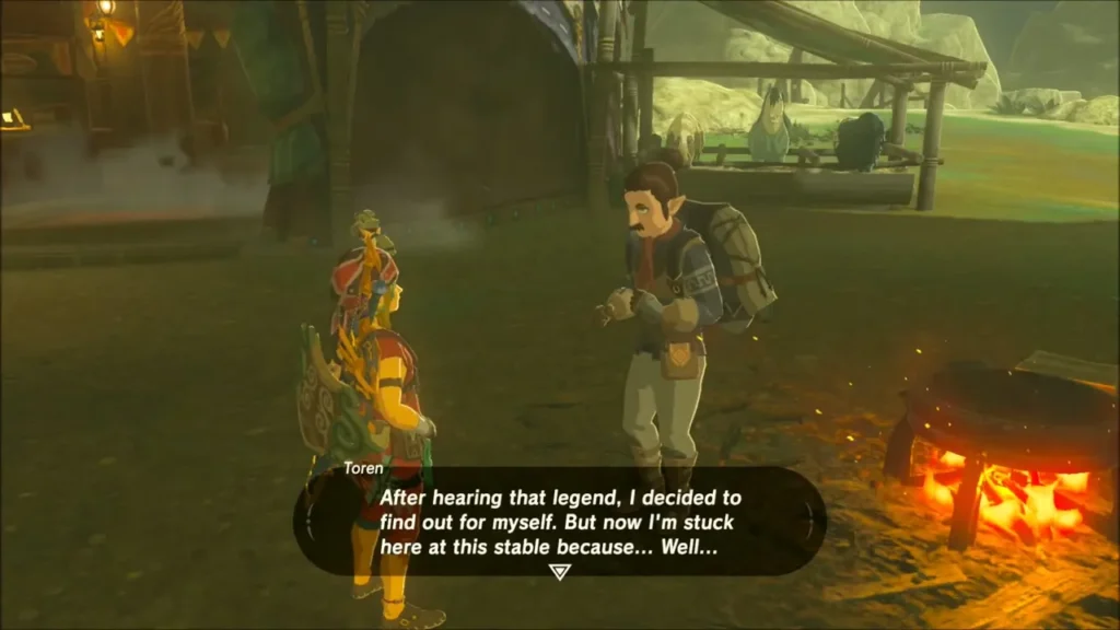 Toren explaining he is stuck at the stable and wants to find the Great Fairy