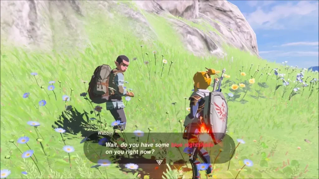 Wabbin asking Link whether he has a Blue Nightshade Wabbin asking Link whether he has a Blue Nightshade