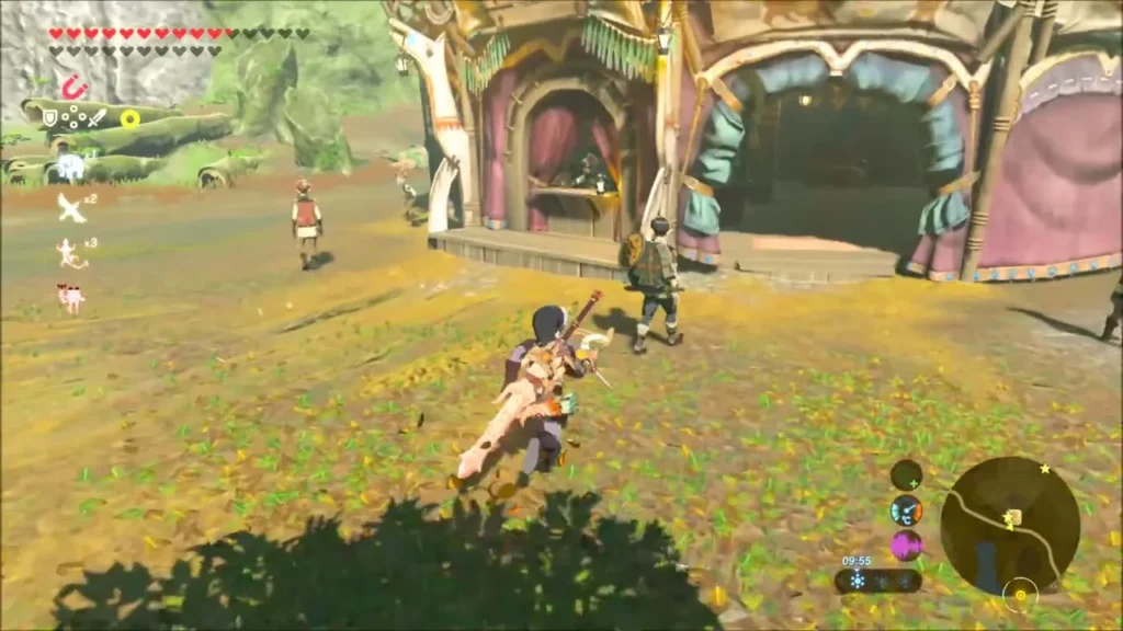 Link running toward the Outskirt Stable and its stable hand