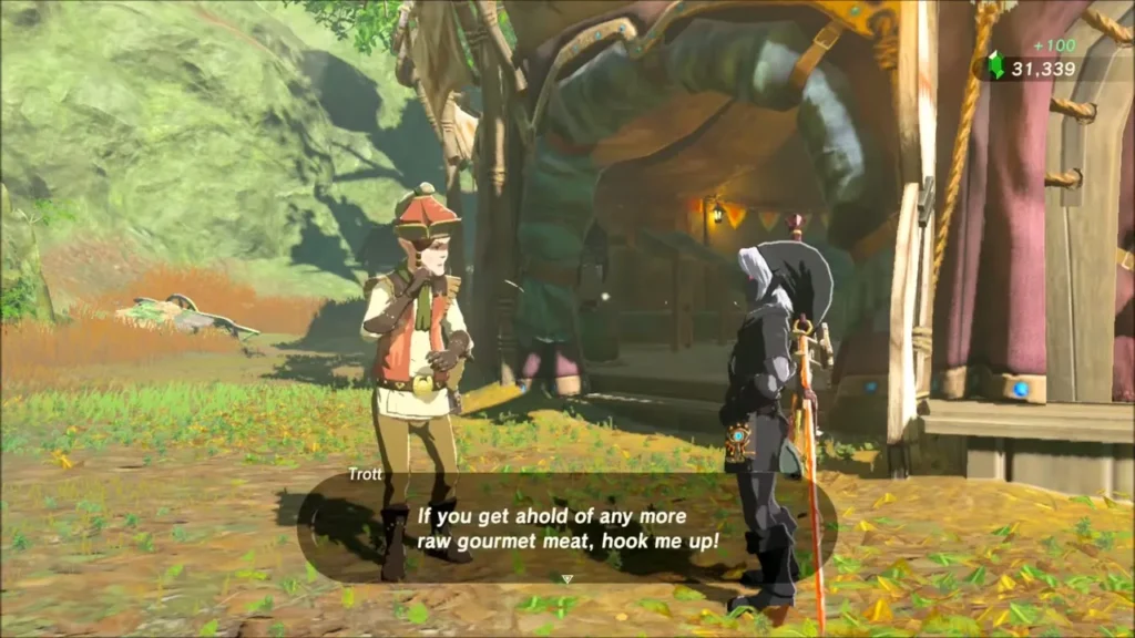 Trott thanking Link after paying 100 rupees for the meat