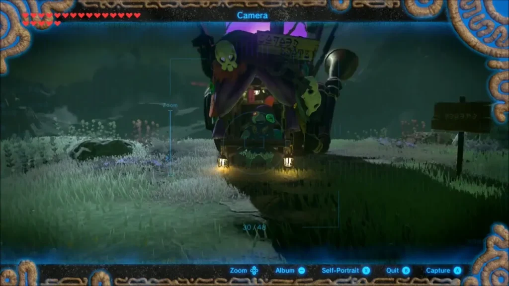 Camera view framing Kilton's cart at night Camera view framing Kilton's cart at night