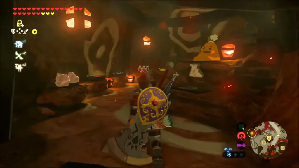Link entering the Goron City general store cave Link entering the Goron City general store cave