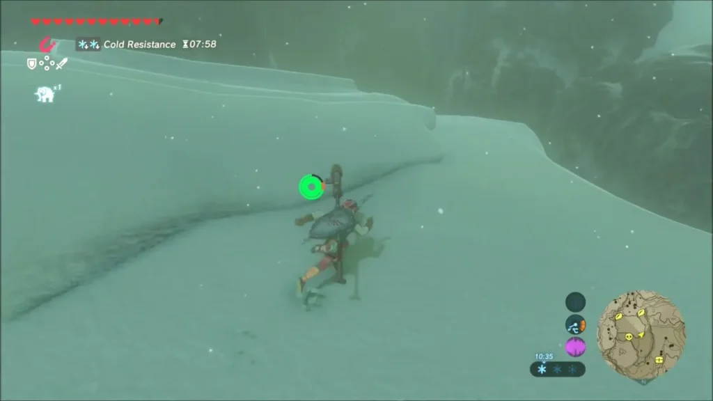 Link trudging through deep Hebra snow with cold resistance active Link trudging through deep Hebra snow with cold resistance active