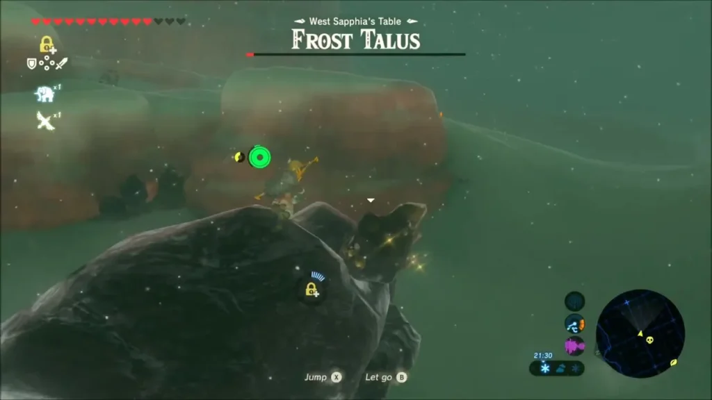 Link standing on top of the Frost Talus near its ore deposit Link standing on top of the Frost Talus near its ore deposit