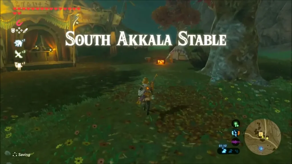 Link arriving at South Akkala Stable at night Link arriving at South Akkala Stable at night