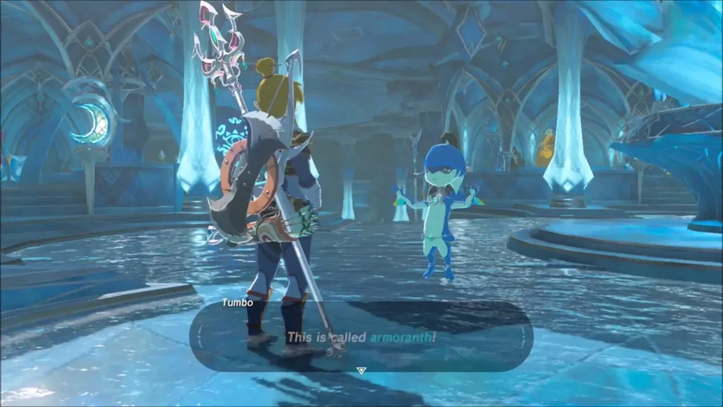 Tumbo happily presenting the Armoranth reward to Link Tumbo happily presenting the Armoranth reward to Link