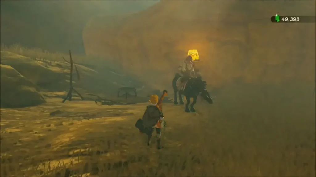 Zyle riding off on the new horse as Link watches Zyle riding off on the new horse as Link watches