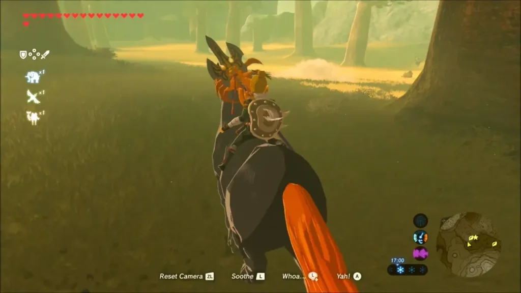 Link tamed and riding the giant black horse Link tamed and riding the giant black horse